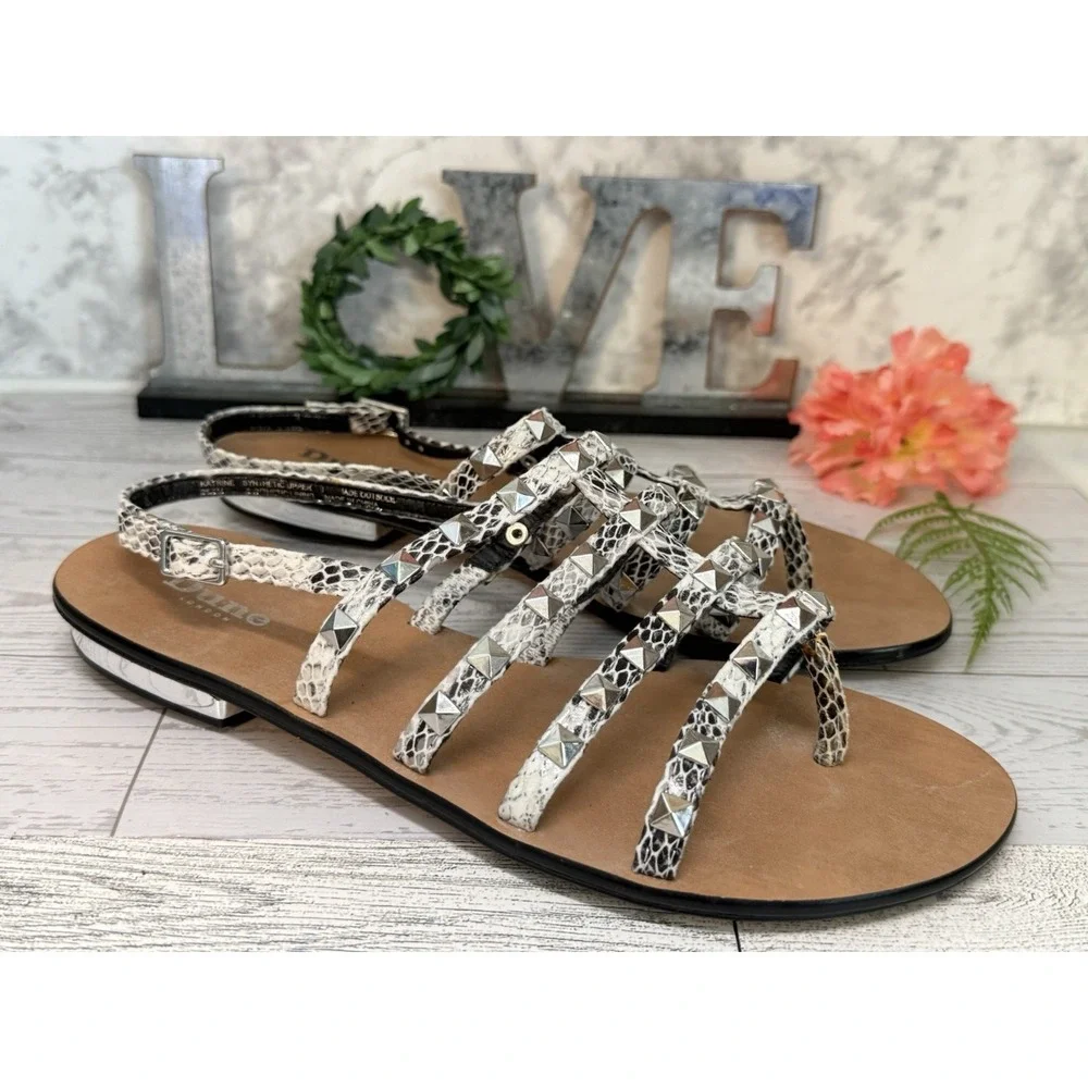 Gray Dune London Reptile Print Gladiator Sandals Katrine‎ Studded 36 US 5/5.5